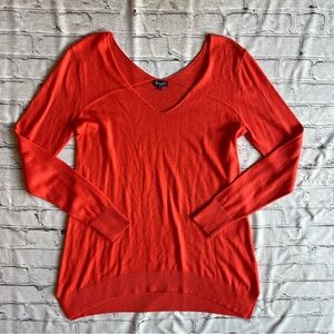 Splendid Lightweight Knit Long Sweater Cover Up Cozy Loungewear Orange Top Large